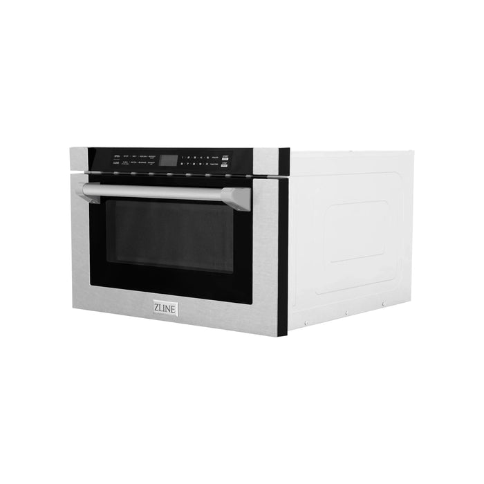 ZLINE Microwaves ZLINE 24-Inch 1.2 cu. ft. Built-in Microwave Drawer with a Traditional Handle in DuraSnow Stainless Steel (MWD-1-SS-H)