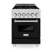 ZLINE 24-Inch 2.8 cu. ft. Dual Fuel Range with Gas Stove and Electric Oven In DuraSnow Stainless Steel and Black Matte Door RAS-BLM-24