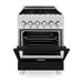 ZLINE 24-Inch 2.8 cu. ft. Dual Fuel Range with Gas Stove and Electric Oven In DuraSnow Stainless Steel and Black Matte Door RAS-BLM-24