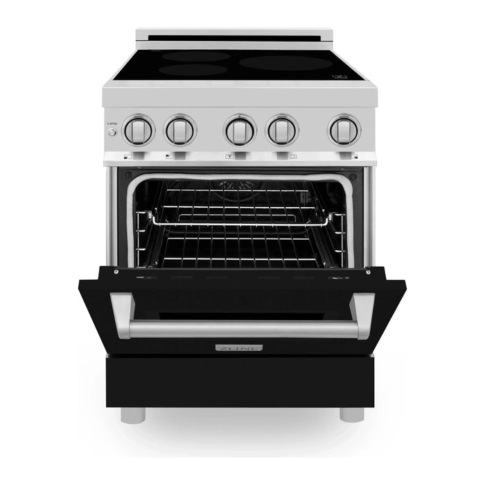 ZLINE Ranges ZLINE 24 Inch 2.8 cu. ft. Induction Range with a 3 Element Stove and Electric Oven In Black Matte RAIND-BLM-24