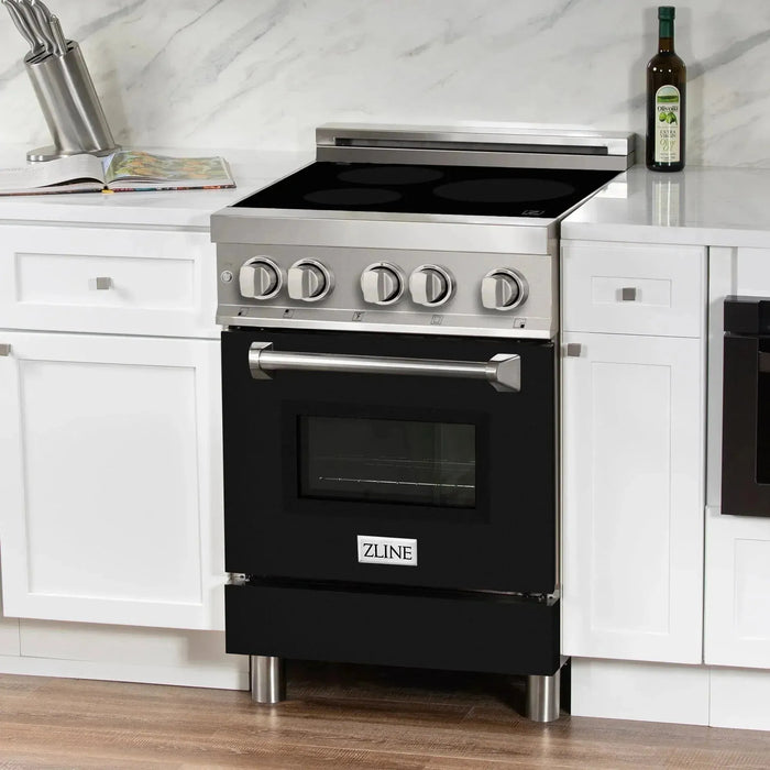 ZLINE Ranges ZLINE 24 Inch 2.8 cu. ft. Induction Range with a 3 Element Stove and Electric Oven In Black Matte RAIND-BLM-24