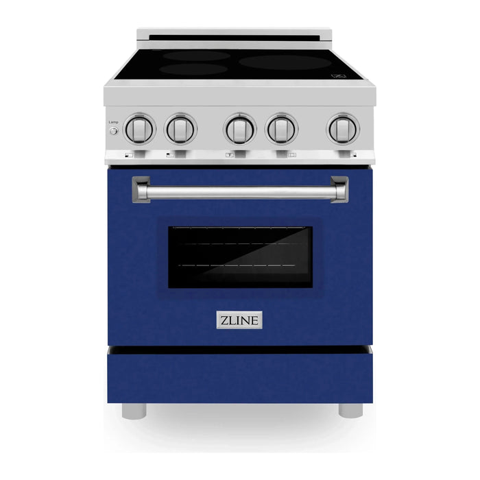 ZLINE 24 Inch 2.8 cu. ft. Induction Range with a 3 Element Stove and Electric Oven in Blue Gloss, RAIND-BG-24