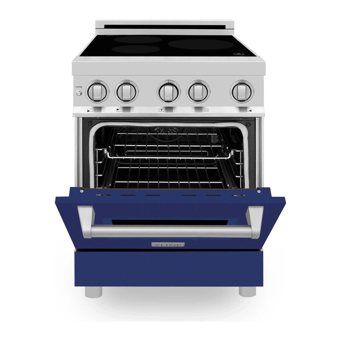 ZLINE 24 Inch 2.8 cu. ft. Induction Range with a 3 Element Stove and Electric Oven in Blue Gloss, RAIND-BG-24