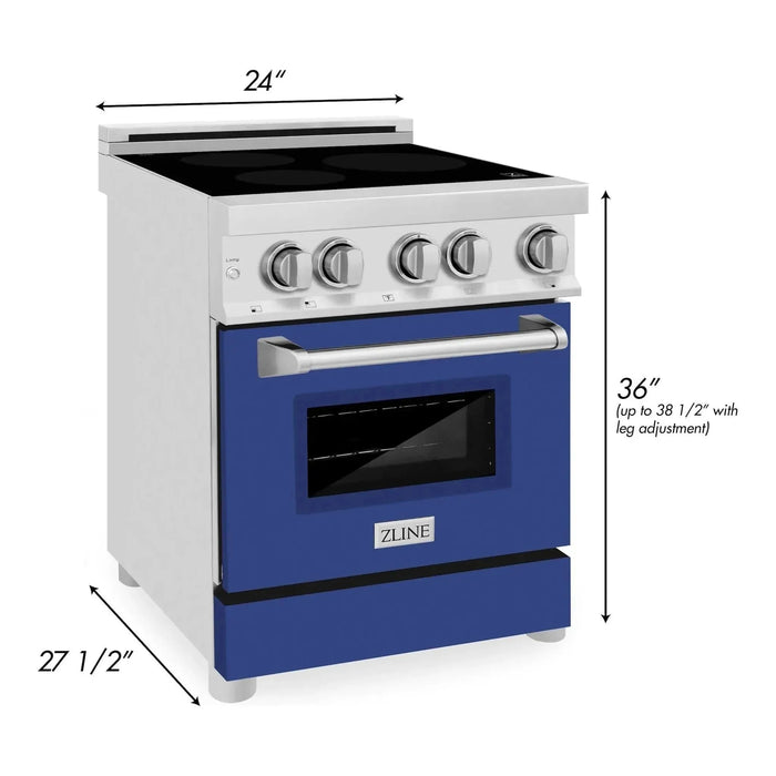 ZLINE 24 Inch 2.8 cu. ft. Induction Range with a 3 Element Stove and Electric Oven in Blue Matte, RAIND-BM-24