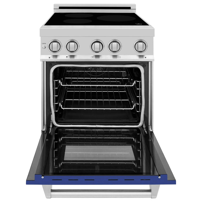 ZLINE 24 Inch 2.8 cu. ft. Induction Range with a 3 Element Stove and Electric Oven in Blue Matte, RAIND-BM-24