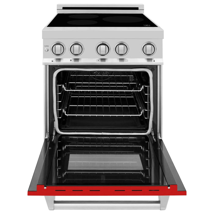 ZLINE 24 Inch 2.8 cu. ft. Induction Range with a 3 Element Stove and Electric Oven in Red Gloss, RAIND-RG-24