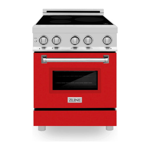 ZLINE Ranges ZLINE 24 Inch 2.8 cu. ft. Induction Range with a 3 Element Stove and Electric Oven in Red Gloss, RAIND-RG-24