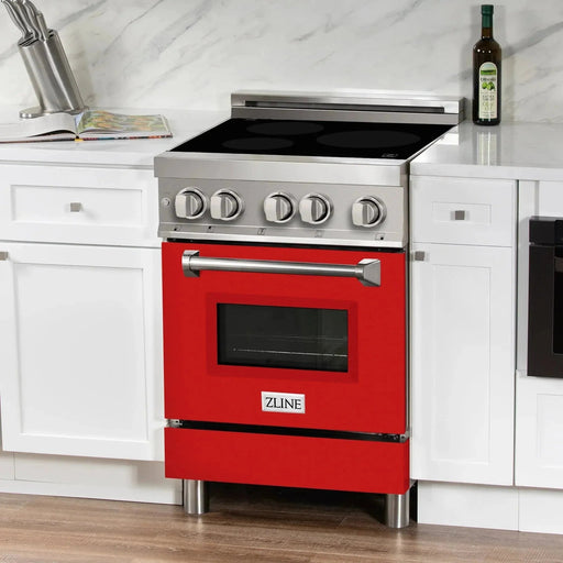 ZLINE Ranges ZLINE 24 Inch 2.8 cu. ft. Induction Range with a 3 Element Stove and Electric Oven in Red Gloss, RAIND-RG-24