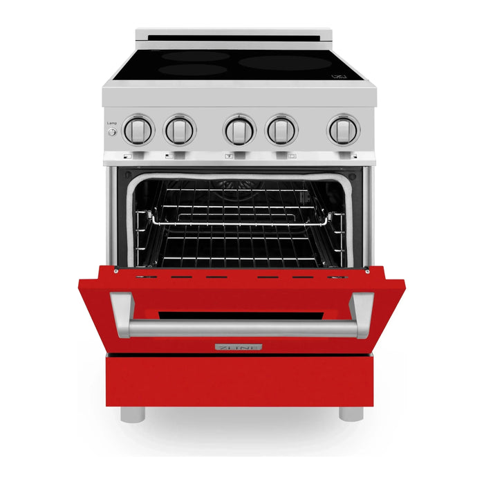 ZLINE Ranges ZLINE 24 Inch 2.8 cu. ft. Induction Range with a 3 Element Stove and Electric Oven in Red Gloss, RAIND-RG-24