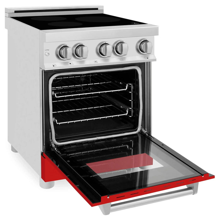 ZLINE Ranges ZLINE 24 Inch 2.8 cu. ft. Induction Range with a 3 Element Stove and Electric Oven in Red Gloss, RAIND-RG-24