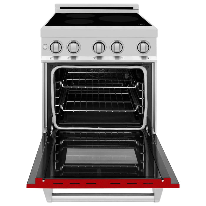 ZLINE 24 Inch 2.8 cu. ft. Induction Range with a 3 Element Stove and Electric Oven in Red Matte, RAIND-RM-24