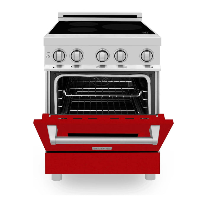 ZLINE 24 Inch 2.8 cu. ft. Induction Range with a 3 Element Stove and Electric Oven in Red Matte, RAIND-RM-24