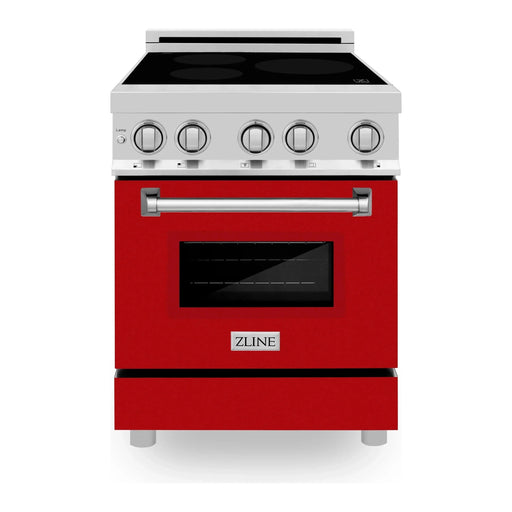 ZLINE Ranges ZLINE 24 Inch 2.8 cu. ft. Induction Range with a 3 Element Stove and Electric Oven in Red Matte, RAIND-RM-24