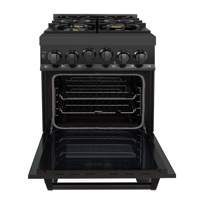 ZLINE 24-Inch 2.8 cu. ft. Range with Gas Stove and Gas Oven in Black Stainless Steel (RGB-BR-24)