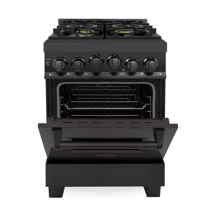 ZLINE Ranges ZLINE 24-Inch 2.8 cu. ft. Range with Gas Stove and Gas Oven in Black Stainless Steel (RGB-BR-24)