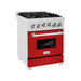 ZLINE 24 Inch 2.8 cu. ft. Range with Gas Stove and Gas Oven in DuraSnow® Stainless Steel and Red Matte Door, RGS-RM-24