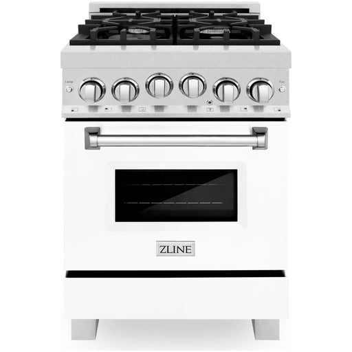 ZLINE 24 Inch 2.8 cu. ft. Range with Gas Stove and Gas Oven in DuraSnow® Stainless Steel and White Matte Door, RGS-WM-24