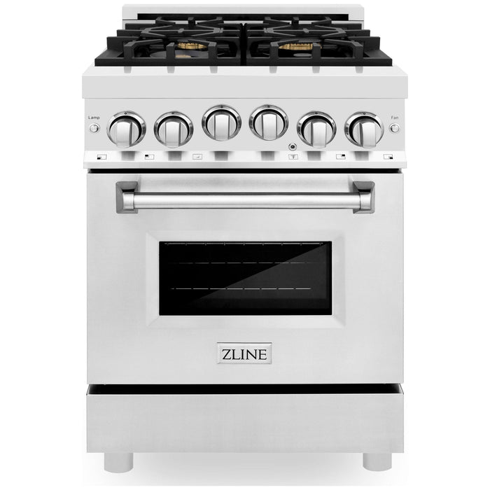 ZLINE 24 Inch 2.8 cu. ft. Range with Gas Stove and Gas Oven in Stainless Steel with Brass Burners RG-BR-24