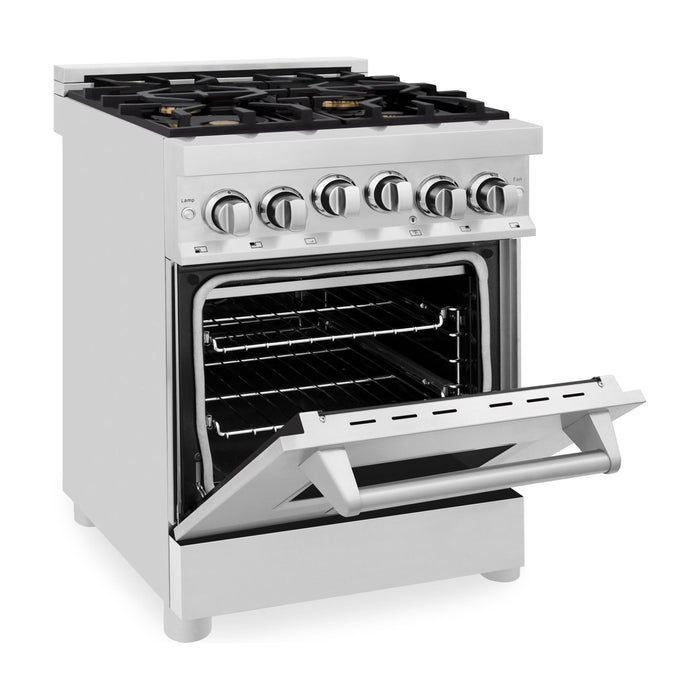 ZLINE 24 Inch 2.8 cu. ft. Range with Gas Stove and Gas Oven in Stainless Steel with Brass Burners RG-BR-24