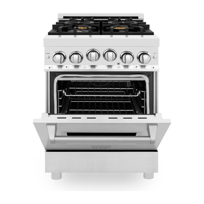 ZLINE 24 Inch 2.8 cu. ft. Range with Gas Stove and Gas Oven in Stainless Steel with Brass Burners RG-BR-24