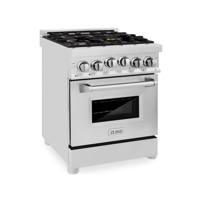 ZLINE Ranges ZLINE 24 Inch 2.8 cu. ft. Range with Gas Stove and Gas Oven in Stainless Steel with Brass Burners RG-BR-24