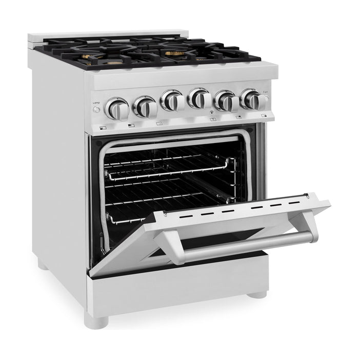 ZLINE Ranges ZLINE 24 Inch 2.8 cu. ft. Range with Gas Stove and Gas Oven in Stainless Steel with Brass Burners RG-BR-24