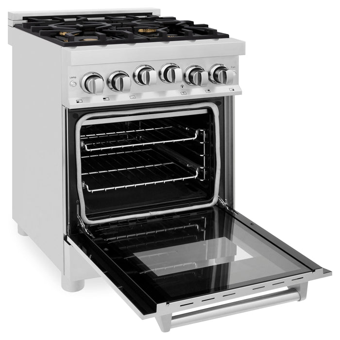 ZLINE Ranges ZLINE 24 Inch 2.8 cu. ft. Range with Gas Stove and Gas Oven in Stainless Steel with Brass Burners RG-BR-24