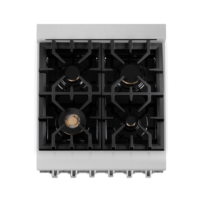 ZLINE Ranges ZLINE 24 Inch 2.8 cu. ft. Range with Gas Stove and Gas Oven in Stainless Steel with Brass Burners RG-BR-24