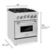 ZLINE Ranges ZLINE 24 Inch 2.8 cu. ft. Range with Gas Stove and Gas Oven in Stainless Steel with Brass Burners RG-BR-24