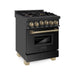 ZLINE Ranges ZLINE 24 Inch Autograph Edition Gas Range in Black Stainless Steel with Champagne Bronze Accents, RGBZ-24-CB