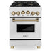 ZLINE Ranges ZLINE 24 Inch Autograph Edition Gas Range in Stainless Steel with Champagne Bronze Accents, RGZ-24-CB
