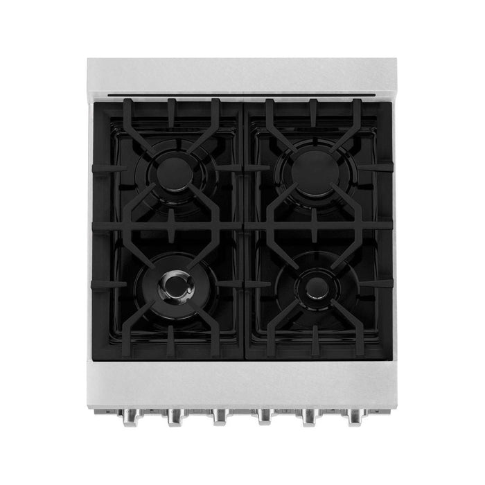 ZLINE 24 Inch Gas Range In DuraSnow Stainless Steel and Black Matte Door RGS-BLM-24