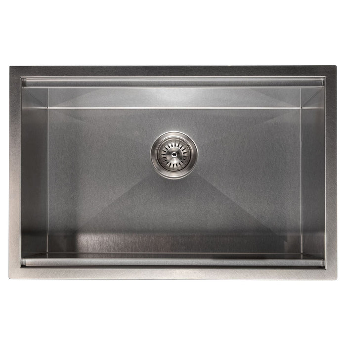 ZLINE 27 in. Garmisch Undermount Single Bowl DuraSnow® Stainless Steel Kitchen Sink with Bottom Grid and Accessories, SLS-27S