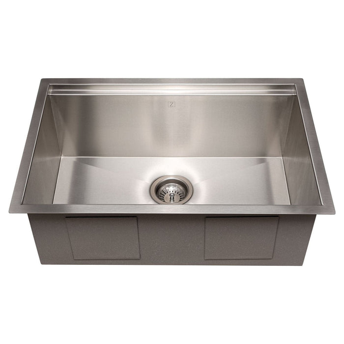 ZLINE 27 in. Garmisch Undermount Single Bowl Stainless Steel Kitchen Sink with Bottom Grid and Accessories, SLS-27