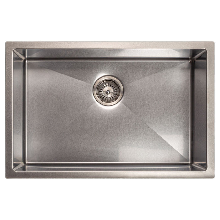 ZLINE 27 in. Meribel Undermount Single Bowl DuraSnow® Stainless Steel Kitchen Sink with Bottom Grid, SRS-27S