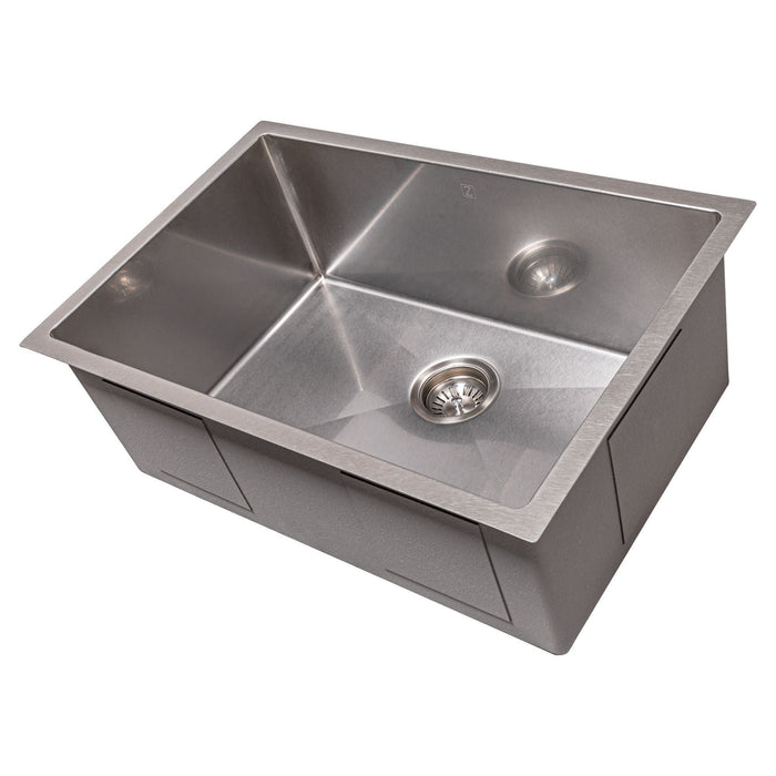 ZLINE 27 in. Meribel Undermount Single Bowl DuraSnow® Stainless Steel Kitchen Sink with Bottom Grid, SRS-27S