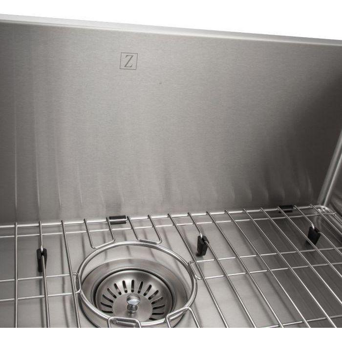 ZLINE 27 in. Meribel Undermount Single Bowl Stainless Steel Kitchen Sink with Bottom Grid, SRS-27