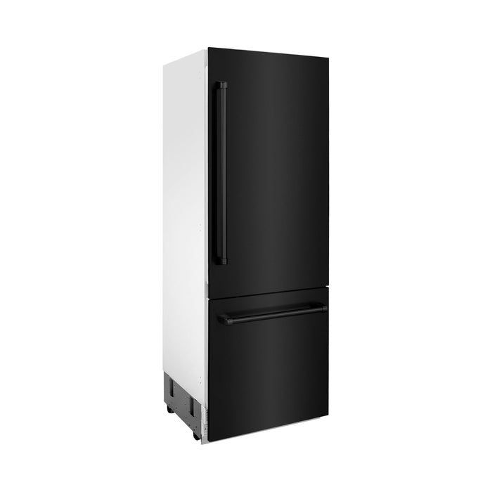 ZLINE 30" 16.1 cu. ft. Built-In Refrigerator with Internal Water and Ice Dispenser in Black Stainless Steel, RBIV-BS-30