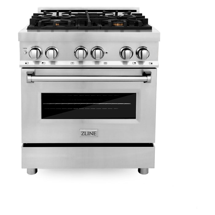 ZLINE Ranges ZLINE 30" 4.0 cu. ft. Gas Burner, Electric Oven with Griddle and Brass Burners in Stainless Steel, RA-BR-GR-30