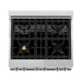 ZLINE Ranges ZLINE 30" 4.0 cu. ft. Gas Burner, Electric Oven with Griddle and Brass Burners in Stainless Steel, RA-BR-GR-30