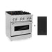 ZLINE Ranges ZLINE 30" 4.0 cu. ft. Gas Burner, Electric Oven with Griddle and Brass Burners in Stainless Steel, RA-BR-GR-30