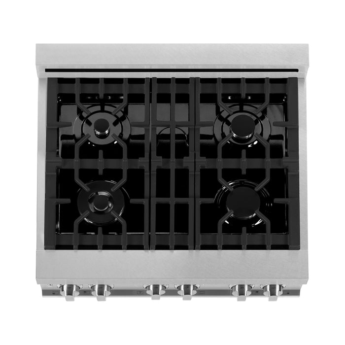 ZLINE Ranges ZLINE 30" 4.0 cu. ft. Gas Burner, Electric Oven with Griddle in DuraSnow® Stainless Steel, RAS-SN-GR-30