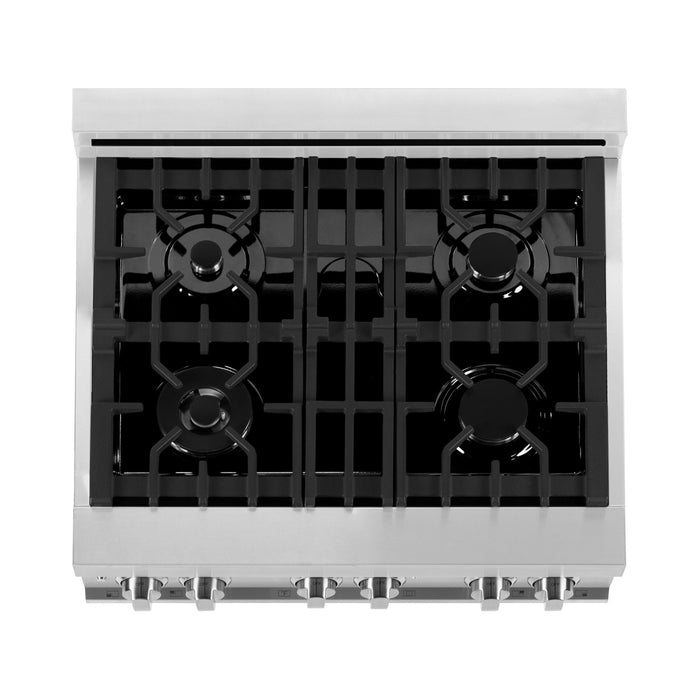 ZLINE Ranges ZLINE 30" 4.0 cu. ft. Gas Burner, Electric Oven with Griddle in Stainless Steel, RA-GR-30