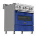 ZLINE 30" Dual Fuel Range in DuraSnow with Blue Gloss Door & 30" Range Hood Appliance Package 2KP-RASBGRH30