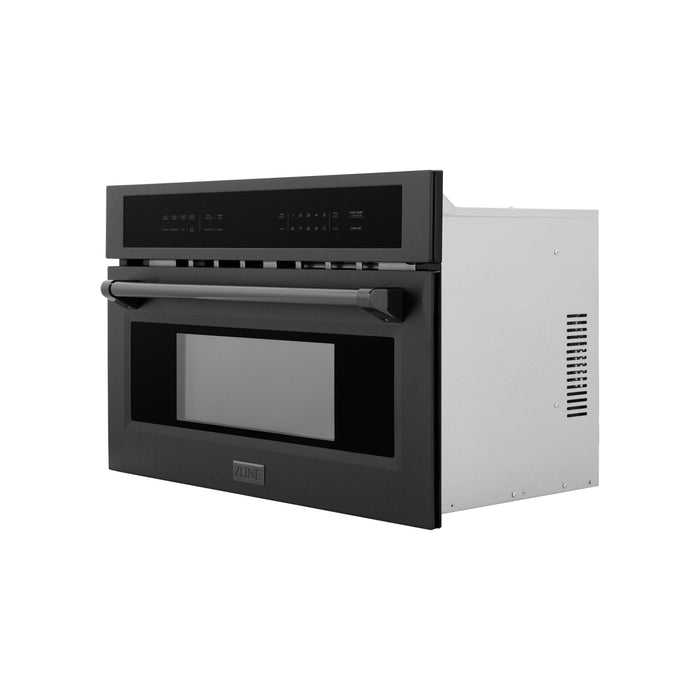 ZLINE Microwaves ZLINE 30 In. 1.55 cu ft. Built-in Convection Microwave Oven in Black Stainless Steel with Speed and Sensor Cooking, MWO-30-BS