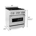 ZLINE 30 In. 4.0 cu. ft. Gas Burner, Electric Oven with Griddle and Brass Burners in DuraSnow® Stainless Steel, RAS-SN-BR-GR-30