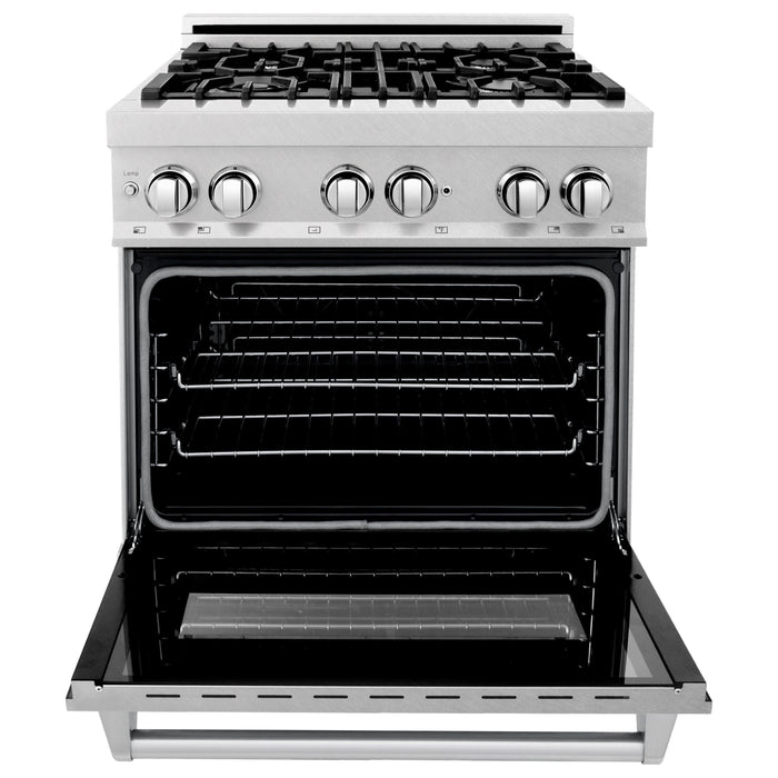 ZLINE 30 In. 4.0 cu. ft. Gas Burner, Electric Oven with Griddle in DuraSnow Stainless Steel, RAS-SN-GR-30