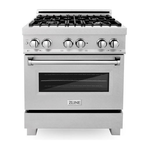 ZLINE 30 In. 4.0 cu. ft. Gas Burner, Electric Oven with Griddle in DuraSnow Stainless Steel, RAS-SN-GR-30