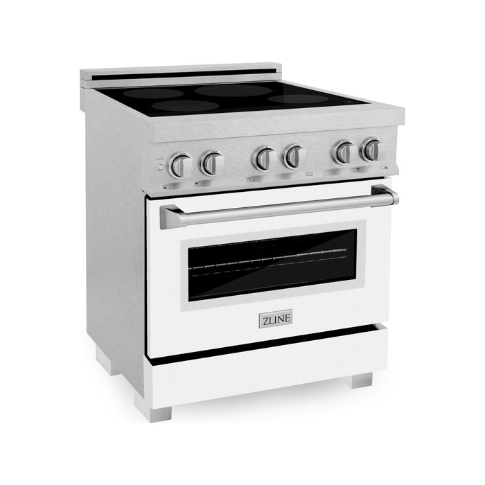 ZLINE 30 In. 4.0 cu. ft. Induction Range with 4 Element Stove and Electric Oven in White Matte, RAINDS-WM-30