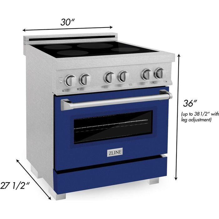 ZLINE Ranges ZLINE 30 In. 4.0 cu. ft. Induction Range with a 4 Element Stove and Electric Oven in Blue Gloss, RAINDS-BG-30